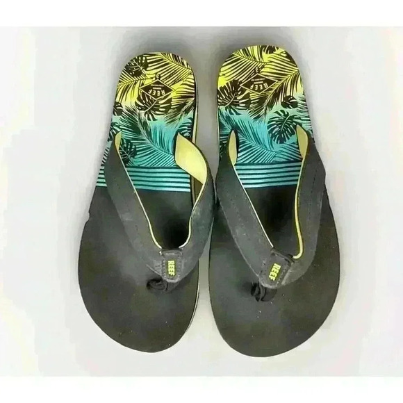 Reef Boys Kids Pool Beach Flip Flops Thongs Sandals Blue Aqua Green 3 US - Picture 1 of 7